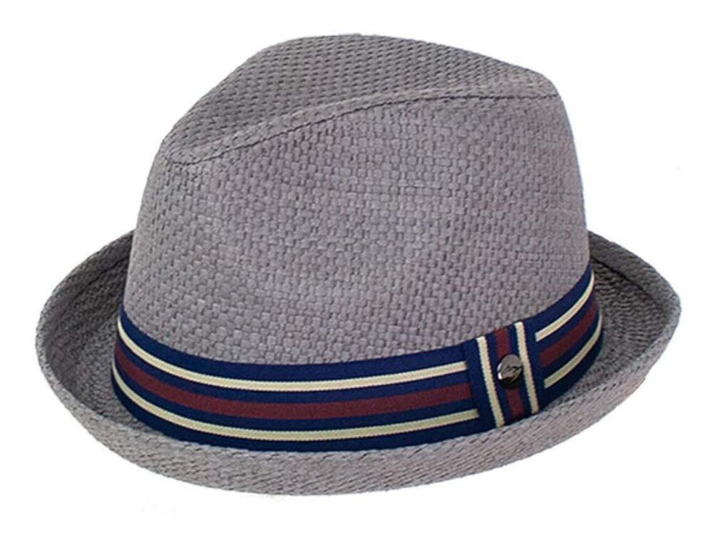 8587 Standard Depp Natural Straw Fedora, Grey, XX-Large